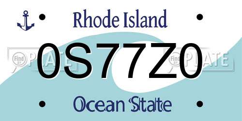 0S77Z0 Rhode Island License Plate