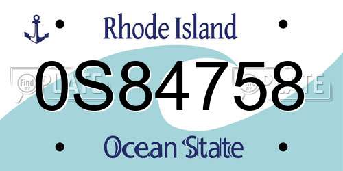 0S84758 Rhode Island License Plate