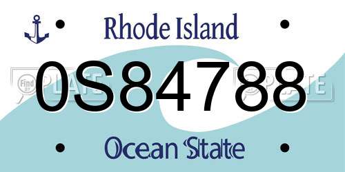 0S84788 Rhode Island License Plate