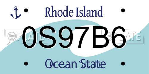 0S97B6 Rhode Island License Plate