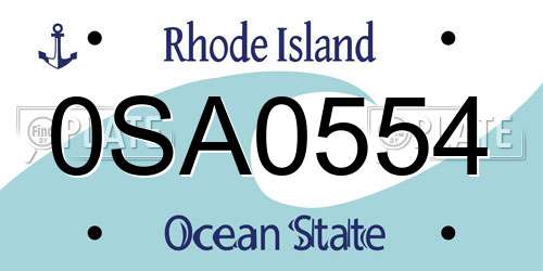 0SA0554 Rhode Island License Plate