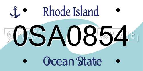 0SA0854 Rhode Island License Plate