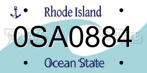 0SA0884 Rhode Island License Plate