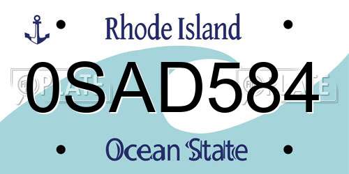 0SAD584 Rhode Island License Plate