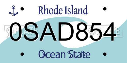0SAD854 Rhode Island License Plate