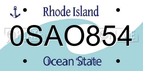 0SAO854 Rhode Island License Plate