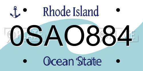 0SAO884 Rhode Island License Plate