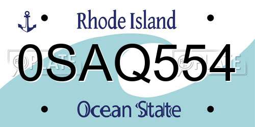 0SAQ554 Rhode Island License Plate