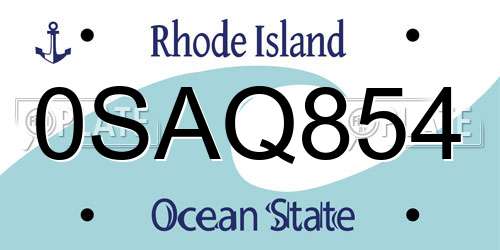 0SAQ854 Rhode Island License Plate