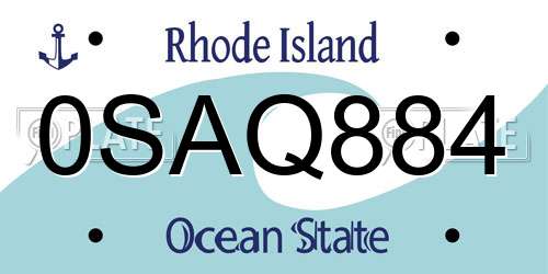 0SAQ884 Rhode Island License Plate