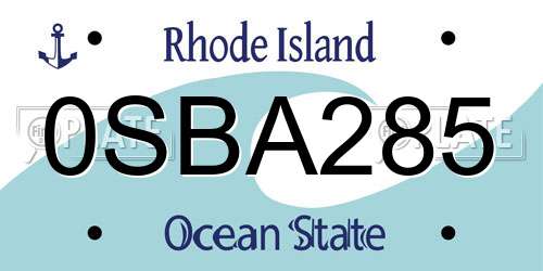 0SBA285 Rhode Island License Plate