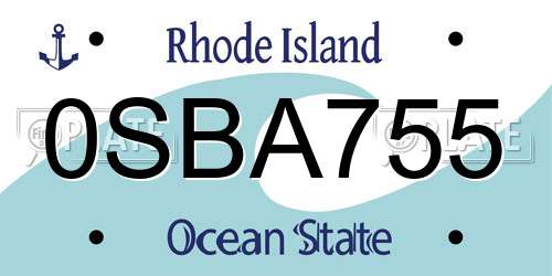 0SBA755 Rhode Island License Plate