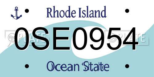 0SE0954 Rhode Island License Plate