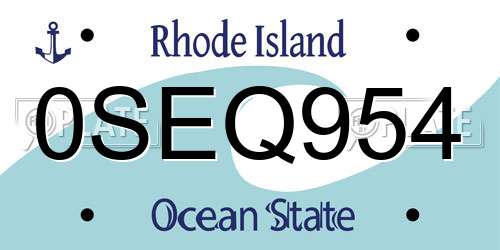 0SEQ954 Rhode Island License Plate