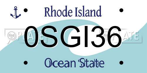 0SGI36 Rhode Island License Plate