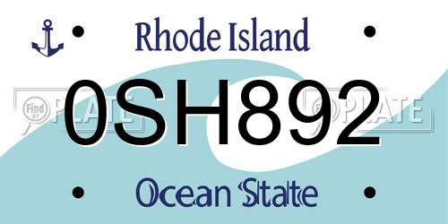 0SH892 Rhode Island License Plate