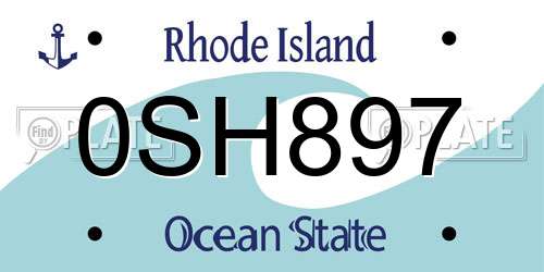 0SH897 Rhode Island License Plate