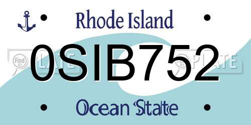 0SIB752 Rhode Island License Plate