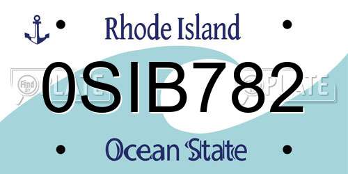 0SIB782 Rhode Island License Plate