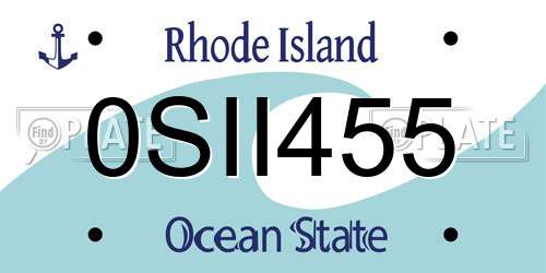 0SII455 Rhode Island License Plate