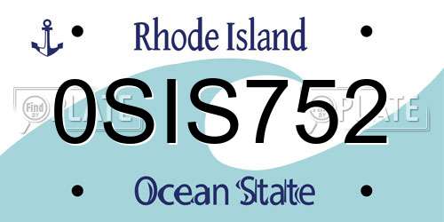 0SIS752 Rhode Island License Plate
