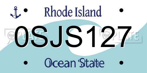 0SJS127 Rhode Island License Plate