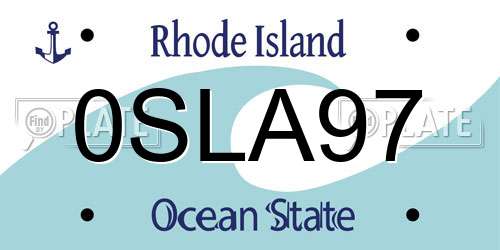 0SLA97 Rhode Island License Plate