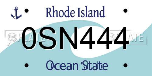 0SN444 Rhode Island License Plate