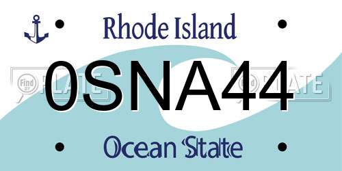 0SNA44 Rhode Island License Plate
