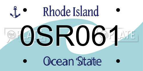 0SR061 Rhode Island License Plate
