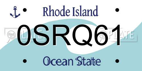 0SRQ61 Rhode Island License Plate