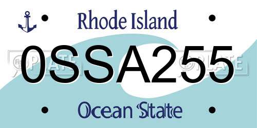 0SSA255 Rhode Island License Plate