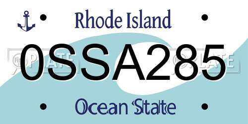 0SSA285 Rhode Island License Plate