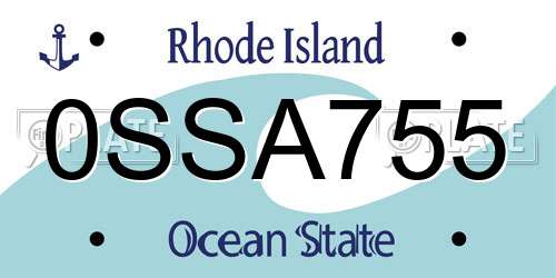 0SSA755 Rhode Island License Plate