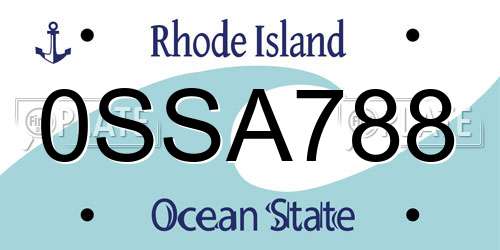 0SSA788 Rhode Island License Plate