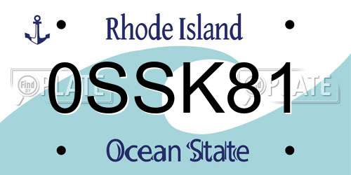 0SSK81 Rhode Island License Plate
