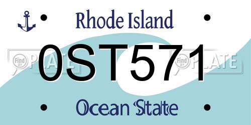 0ST571 Rhode Island License Plate