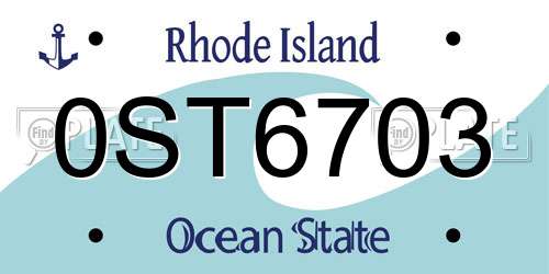 0ST6703 Rhode Island License Plate