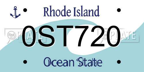 0ST720 Rhode Island License Plate