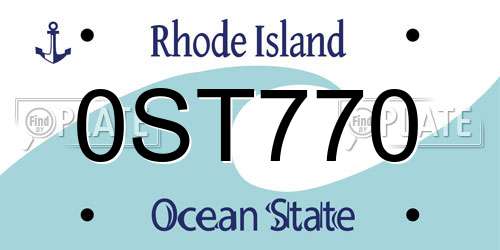 0ST770 Rhode Island License Plate