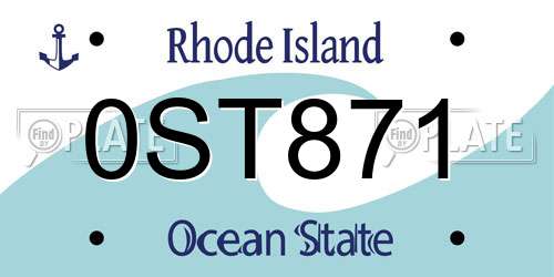 0ST871 Rhode Island License Plate