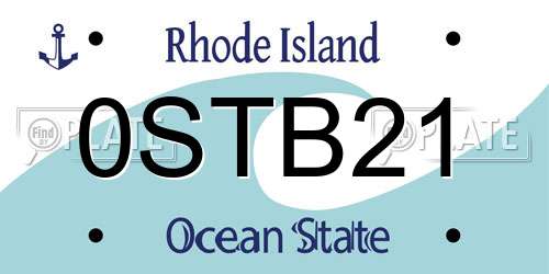 0STB21 Rhode Island License Plate