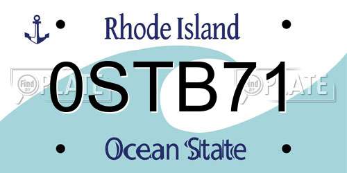 0STB71 Rhode Island License Plate
