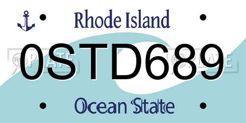 0STD689 Rhode Island License Plate