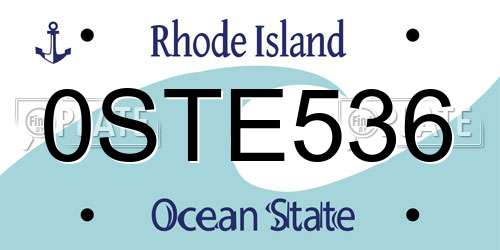 0STE536 Rhode Island License Plate