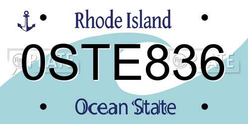 0STE836 Rhode Island License Plate