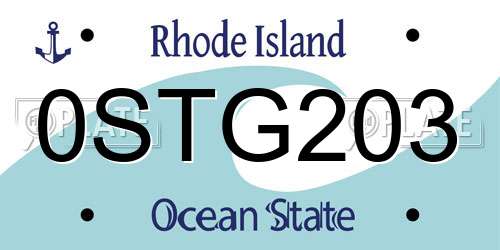 0STG203 Rhode Island License Plate