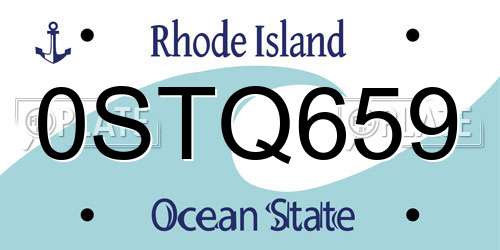 0STQ659 Rhode Island License Plate