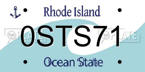 0STS71 Rhode Island License Plate