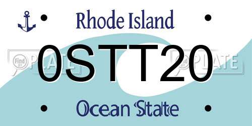 0STT20 Rhode Island License Plate